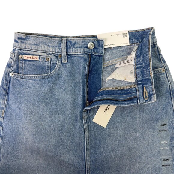 Calvin Klein Maxi Denim Skirt Women’s Size 8 / 29 Blue High Waist Long Jean Skir - Picture 7 of 16